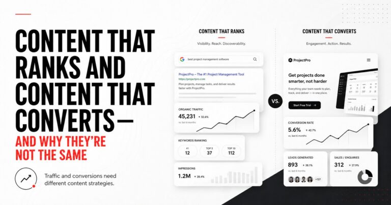 Content that ranks versus content that converts — matching search intent to the right type of page